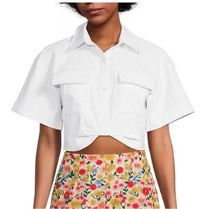 ANTONIO MELANI White Cropped Button-Front Shirt